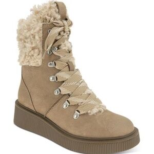 Gentle Souls by Kenneth Cole Womens BEHANN ALPINE Beige Mid-Calf Boots Lace Up